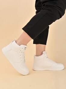 Hoge leren pololaarzen voor koppels, lichtgewicht en comfortabel, minimalistische effenkleurige casual sneakers voor dagelijks gebruik en sport
