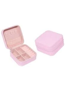 粉色旅行珠宝盒,个性化礼物生日礼物送给女士的圣诞节礼物送给青少年女孩的首字母旅行珠宝盒(不带镜子)A-Z - 粉紅色 - 查看 34