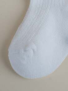 6pairs White Big Bow Socks, Lolita Style Breathable Soft Fashion Crew Socks For School Season, Suitable For Little Girls And Babies, Dance - White - View 4