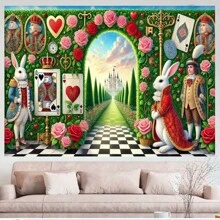 1 pieza Fondo de banner romántico de jardín de las maravillas, diseño de temática de las maravillas, decoración de fondo de fotografía de fiesta, selección de varios tamaños, banner de fiesta festiva, fondo de fotografía para interiores y exteriores, sin requisitos de alimentación eléctrica