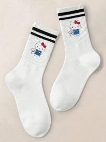 1 Pair Of Men's/Women's/Couple Mid Length Socks, Personalized, Fun, Colorful, Creative Cartoon Design, Holiday Gift, Comfortable And Breathable, Enhancing Family Atmosphere, Fashionable And Novel, Anime, Crazy, Multi-Color, Fun Neutral Socks