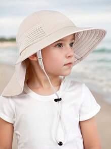 1 件女童时尚宽边太阳帽，透气可调节防护遮阳帽，适合户外、度假和日常休闲穿着（适合 6-12 岁） - 1PC - 查看 6
