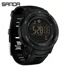 SANDA. SANDA 男士智能数字手表，计步器，卡路里计数器，50米防水，健身计时器，闹钟，日期显示，LED数字显示，军用户外运动游泳多功能腕表 - 均碼 - 查看 13