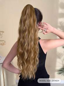 Klaue Pferdeschwanzverlängerungs Haarzubehör 24-26 Zoll Braune Blonde Lange Natürliche Welle, Hitzebeständige Synthetische Faser Pferdeschwanz Haarstück Für Mädchen Frauen, Tägliche Verwendung