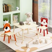 Table And 2 Chairs Set 3 Pieces Toddler Table And Chair Set Wooden Activity Play Table Set BearandTiger