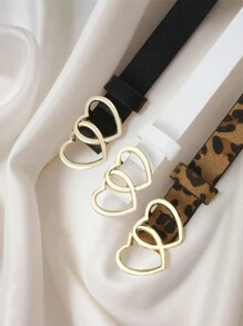 Bộ 3 chiếc thắt lưng hình trái tim mới cho trẻ em, thắt lưng PU chất lượng cao dành cho quần jean, váy, trang trí - Nhiều màu - Xem 4