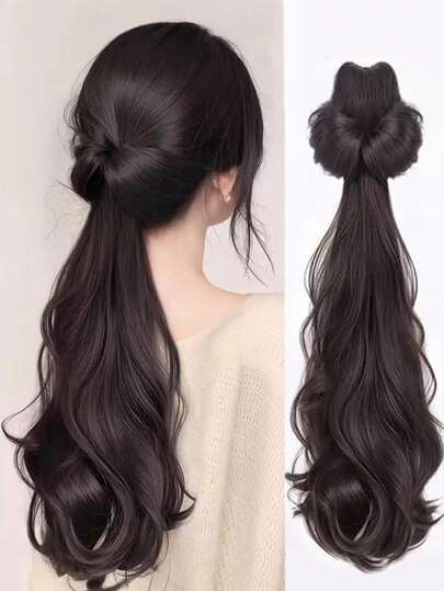 1个休闲复古马尾发爪夹，波浪卷发一体式发饰，多功能易造型发夹，发卡，发夹，发抓夹，发爪夹，秋冬季女士度假装扮夏季海滩发饰