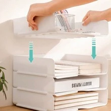 1/2/3 Layer Stackable Desk Storage Box, A4 File Rack, Multi-Layer Storage Rack, File Rack, Non-Waterproof Plastic Material
