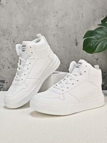Hoge leren pololaarzen voor koppels, lichtgewicht en comfortabel, minimalistische effenkleurige casual sneakers voor dagelijks gebruik en sport