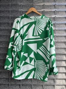 Women's Kimono Blouse Cardigan Kimono Dune Beach Cover-Up New Year Red And Yellow - 印花綠 - 查看 2