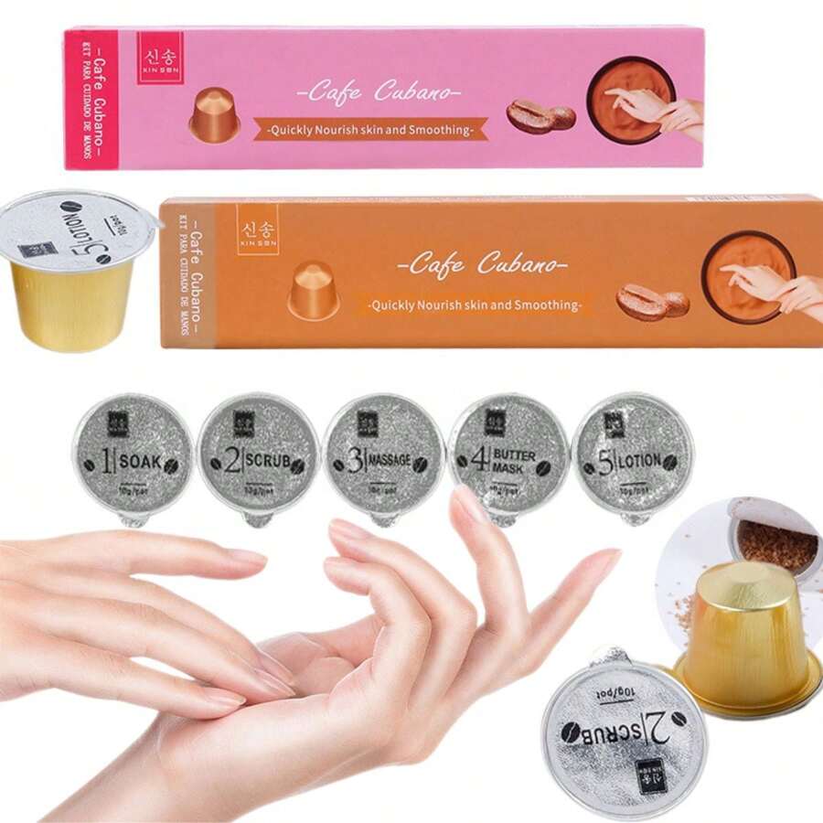 XINSON Hand Scrub Coffee Hand Cream 5 Steps Hand Care Coffee Extract Sea Salt For Complete Hydration And Nutrition - KAFE - View 1