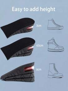 1 Pair Of Invisible Detachable Height Increasing Insoles, Soft And Comfortable Insoles