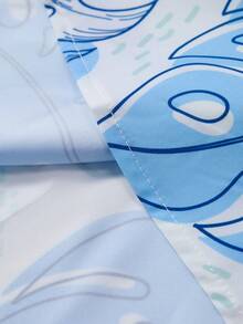 Áo sơ mi Hawaii tay ngắn thường ngày cho nam, họa tiết tre lưng rùa màu xanh da trời, mùa hè - Màu xanh nhạt - Xem 7