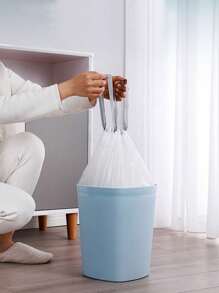 75pcs/Pack Thick Extra Large Drawstring Trash Bags, White Handles, Suitable For Kitchen, Office, Bedroom, Bathroom 4 Gallon Trash Cans, Convenient To Carry (Also Available In 15pcs/1 Roll Trial Pack),Kitchen,Bathroom,Home,Household Suppliers Drawstring Garbage Bag Household Thickened Kitchen