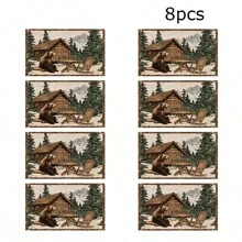 1 件/4 件/6 件/8 件/12 件/可爱动物主题耐热防滑涤纶餐垫套装，两种选择，奶牛图案，适合家庭和节日活动的节日餐垫