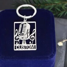 Custom Engraved Stainless Steel Keychain With Music Note And Microphone Pendant - Personalized Nameplate, Loss Resistant, Great For Musicians And Music Lovers, Perfect Holidays, Graduations, Music Gifts