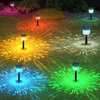 1pc/2pcs/4pcs Solar Powered Pathway Lights, IP66 Waterproof RGB Lights, Dreamlike Night Landscape Lights, Outdoor Garden Decorative Lights, Waterproof Landscape Lighting, Atmosphere Lamps, Solar Powered Without Electricity Needed, Over 12 Hours Continuous Lighting