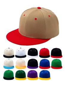 1 stuk Unisex Two-Tone Flat Bill Plain Trucker Baseball Cap, Hip-Hop Zonnehoed