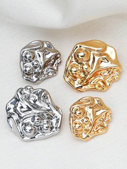 Set de 10 piezas/paquete de elegantes y versátiles botones de metal con textura lujosa y asimétrica, aptos para abrigos de piel, suéteres, trajes, chaquetas, decoración de ramos y accesorios de manualidades DIY