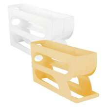 3 Layers Automatic Rolling Egg Holder Rack Fridge Egg Storage Box Container Kitchen Refrigerator Egg Dispenser Fridge Organizer - Yellow - View 7