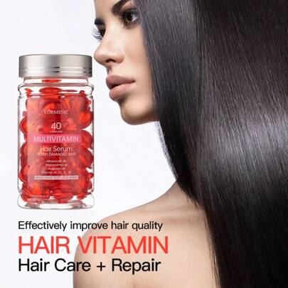 40 cápsulas de suero para el cabello, enriquecidas con vitaminas A, C, E, Pro, B5, aceite de argán marroquí y aceite de aguacate, fórmula unisex sin enjuague, apta para todo tipo de cabello