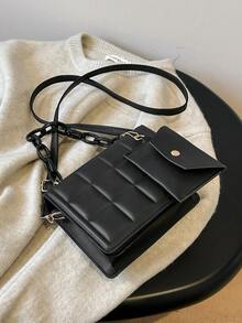 A Stylish Solid Color Retro Clamshell Handbag Set, Suitable For Women's Daily Use Of Dating And Gift Bags Chequered Acrylic Chain Shoulder Bag With Small Coin Purse Design - Multicolor - View 9