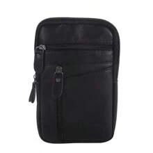 Bolsa de Cintura de Cuero Bolsa de Teléfono Móvil para Hombres Cinturón de Uso Deportivo al Aire Libre Bolsa Pequeña de Un Hombro Bolsas Cruzadas para Negocios - Negro - Ver 5