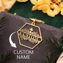 1pc Stainless Steel Personalized Keychains, Customized Forest Deer Name Keychain, Customized Tooth Letter Keychain, Customized Animal Bat Keychain,Laser Engraved Nameplate Pendant Keyrings, Custom Text Name Date Key Chains, Birthday Love Gift Jewelry