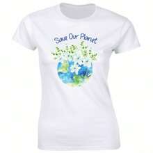 Save Our Planet With Image T-Shirt For Women - Black - View 1
