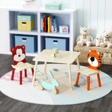 Table And 2 Chairs Set 3 Pieces Toddler Table And Chair Set Wooden Activity Play Table Set BearandTiger