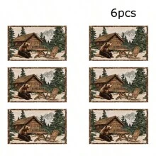 1 件/4 件/6 件/8 件/12 件/可爱动物主题耐热防滑涤纶餐垫套装，两种选择，奶牛图案，适合家庭和节日活动的节日餐垫