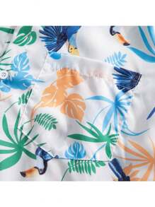 Cool Summer Men's Beachwear Set: Hawaiian Floral Shirt With Plus Size Loose Fit Shorts - T3038 Black - View 3