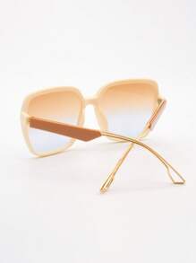 feye 1 件方形大框时尚女士时尚眼镜，夏季海滩配饰 - 米色 - 查看 5