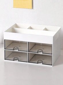 1pc Luxury Dust-Proof Makeup Storage Box, Large Capacity Office Organizer Cabinet, Multi-Layer Skincare Product Desktop Drawer Shelf