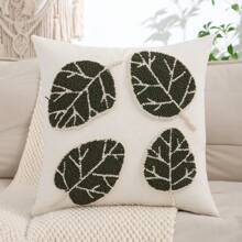 Miater Coconut Tree Decorative Throw Pillow Cover, Velvet Canvas Embroidery Leaves, Suitable For Summer - Brown - View 8