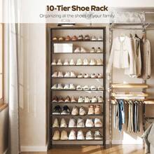10 Tier Shoe Rack, Shoe Storage Organizer, Large Capacity Shoe Shelf Holds 40 Pairs Of Shoes, Durable And Stable, For Entryway, Hallway, Closet, Dorm Room, Rustic Brown SS10BR