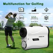 iMeter 656 Yards Golf Rangefinder With Slope Adjustment Golf Range Finder With Fast Flag Locking Vibration Angle Measurement Golf Range Finder White - White - View 3