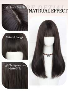 XIXISNOW 26 英寸黑棕色长假发自然日常发型 Jk 合成耐热假发日常佩戴