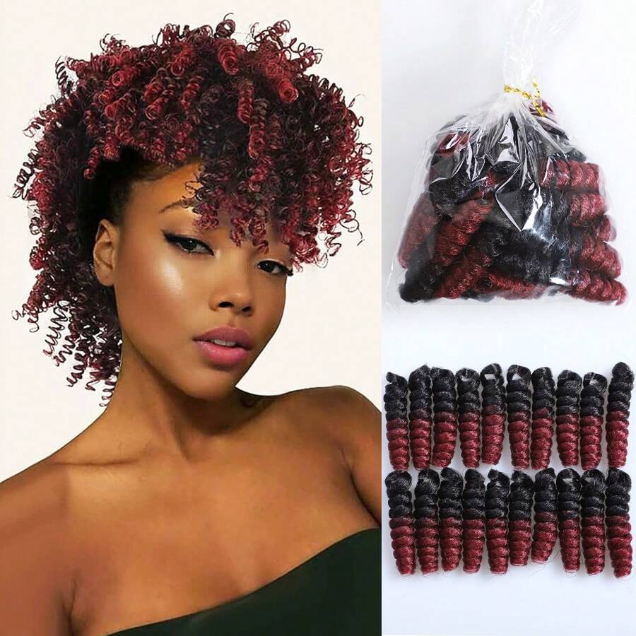 DWNSEN 9Packs 180 Strands 10 Inch Short Crochet Hair For  Women African Collection Crochet Braiding Hair(8mm) Synthetic Hair Extension Afro Twist  Prelooped Crochet Hair Hair Extensions For DIY Mohawk Afro Braided Wigs(1B/BUG Natural Black/Burgundy) Free Installation Tools - 3 Packs 60 strands - 查看 1
