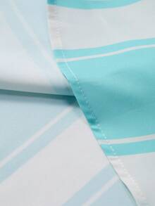 Casual Men's Short Sleeve Striped Shirt, Men's Clothing, Sky Blue & White, Summer - Blue and White - View 7