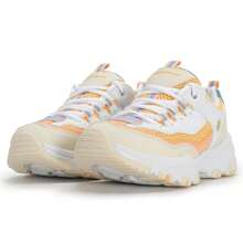 Skechers 女士熊猫休闲鞋，D'LITES系列系带运动鞋，8730066-WYL - 白色/黃色 - 查看 2