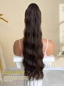 22 Inch Brown Long Wavy Curly Ponytail Hair Extensions, Wrap Around Clip-In, Suitable For Women's Daily Use - Brown - View 7