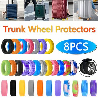 8PCS Luggage Wheels Protector Cover Silicone Trolley Case Silent Caster Sleeve Silicone Wheels Cover Luggage Suitcase Universal Reduce Noise Trolley Case Wheel Sleeve For Suitcase Travel Accessories Wheels Guard Cove Travel Essentials Workout School Supplies Holiday Camping Holiday Essentials Vacation