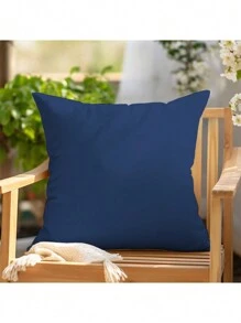 4pcs Set Blue & White Simple Letter Design Polyester Plush Pillow Case, Sofa Cushion Cover - Multicolor - View 4
