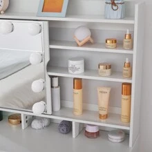 Bureau de coiffeuse Spa Classic, ensemble de spa de beauté, avec tiroir de rangement, avec étagère, avec miroir éclairé et lumière, lumière réglable, essentiels de beauté, cadeau de Saint-Valentin pour petite amie - Blanc FR - Voir 9