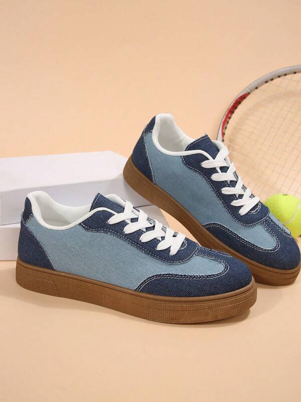 Dames 2025 Nieuwe Lente/Herfst Multifunctionele Veterschoenen Ronde Neus Platte Colorblock Outdoor Sport Casual Schoenen