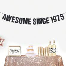 1 套，黑色超棒自 1995/1985/1975/1965/1955 年生日派对 DIY 串黑色闪光横幅，手工制作的男女黑纸花环，多用途庆祝装饰，无需电力，怀旧装饰|粗体文字设计|易于安装的横幅，30/40/50/60/70 岁生日派对装饰品 - 黑色 - 查看 3