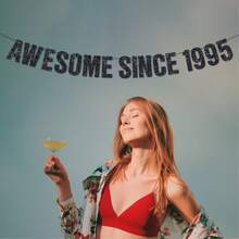 1 套，黑色超棒自 1995/1985/1975/1965/1955 年生日派对 DIY 串黑色闪光横幅，手工制作的男女黑纸花环，多用途庆祝装饰，无需电力，怀旧装饰|粗体文字设计|易于安装的横幅，30/40/50/60/70 岁生日派对装饰品 - 黑色 - 查看 6