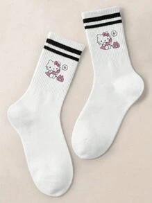 1 Pair Of Men's/Women's/Couple Mid Length Socks, Personalized, Fun, Colorful, Creative Cartoon Design, Holiday Gift, Comfortable And Breathable, Enhancing Family Atmosphere, Fashionable And Novel, Anime, Crazy, Multi-Color, Fun Neutral Socks