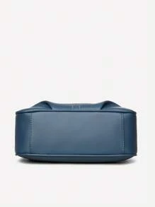 1pc Colorblock Decorative Litchi Leather Texture Large Capacity Multi-Compartment Crossbody Bag, Suitable For Women's Daily Use, Commuting Shoulder Bag For Autumn/Winter - Blue - View 7